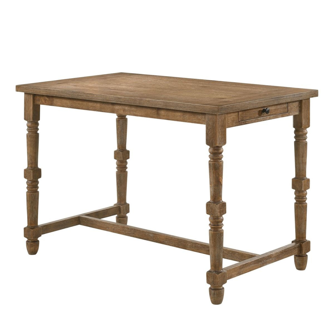Farsiris - Counter Height Table - Weathered Oak, product view with wood construction
