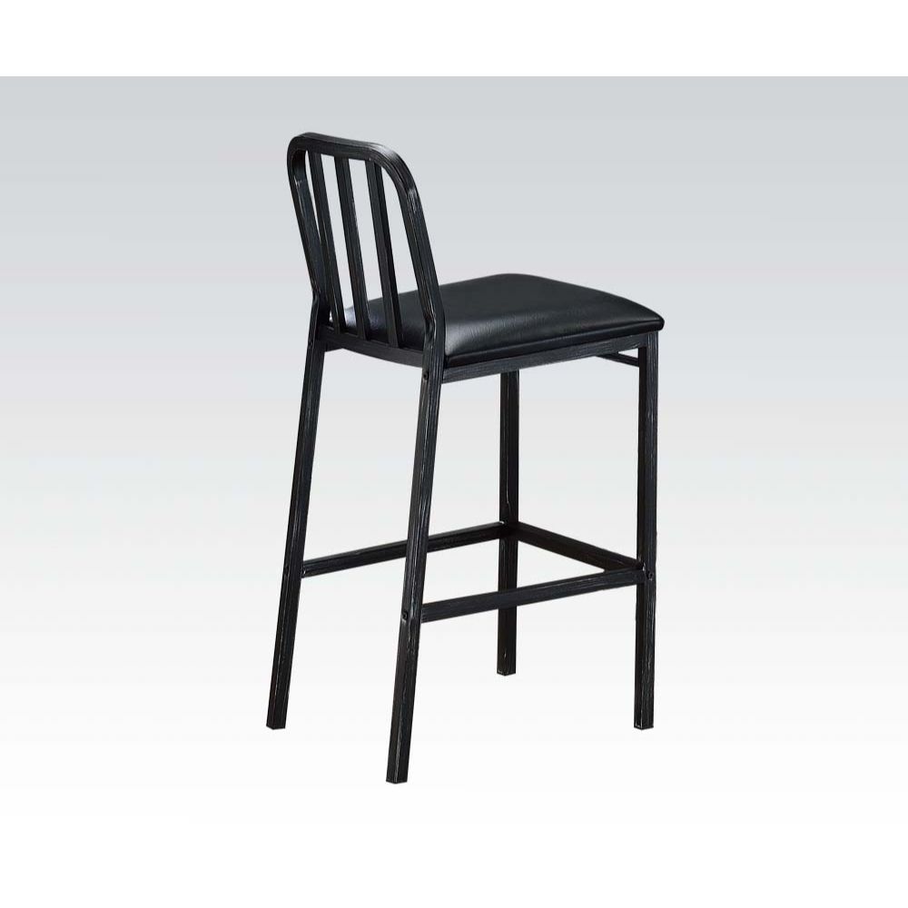 Jodie - Bar Chair (Set of 2) - Black Synthetic Leather & Antique Black, product view with wood construction