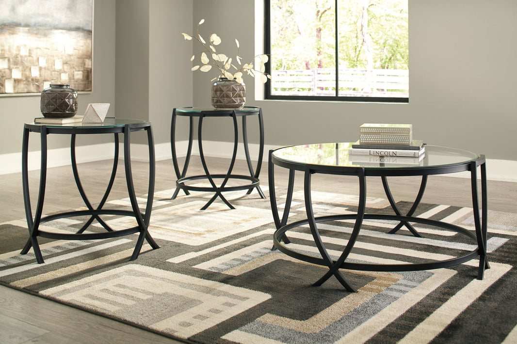 Tarrin - Occasional Table Set (Set of 3) - Black, alternate view 2 with glass