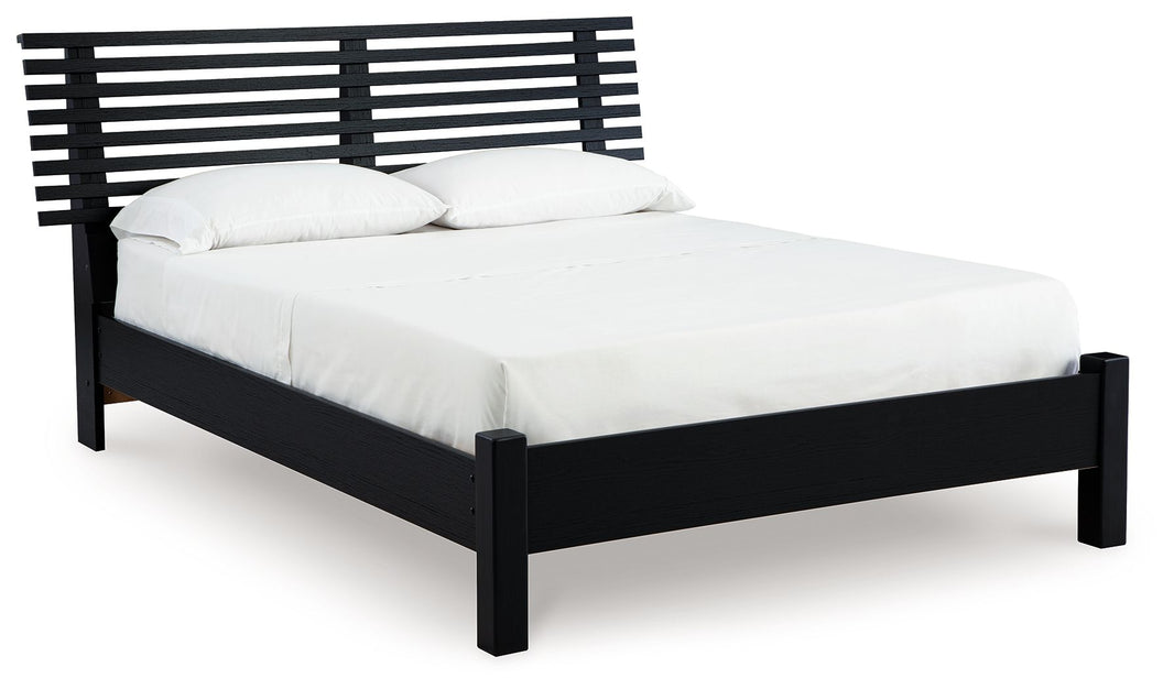 Danziar - Slat Panel Bed With Low Footboard, product view with wood construction