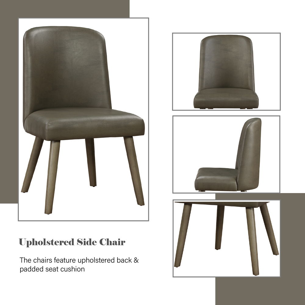 Waylon - Side Chair (Set of 2) - Gray Synthetic Leather & Gray Oak, alternate view 2 with wood construction