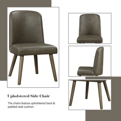 Waylon - Side Chair (Set of 2) - Gray Synthetic Leather & Gray Oak, alternate view 2 with wood construction