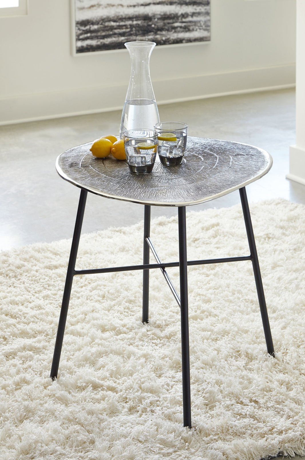Laverford - Round End Table - Chrome / Black, alternate view 2