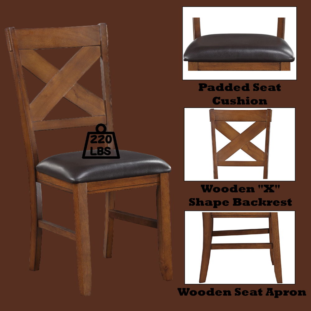 Apollo - Side Chair (Set of 2) - Espresso Synthetic Leather & Walnut, alternate view 2 with wood construction