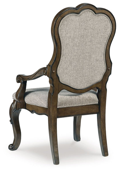 Maylee - Dining Upholstered Arm Chair (Set of 2) - Dark Brown, alternate view 3 with polyester fabric