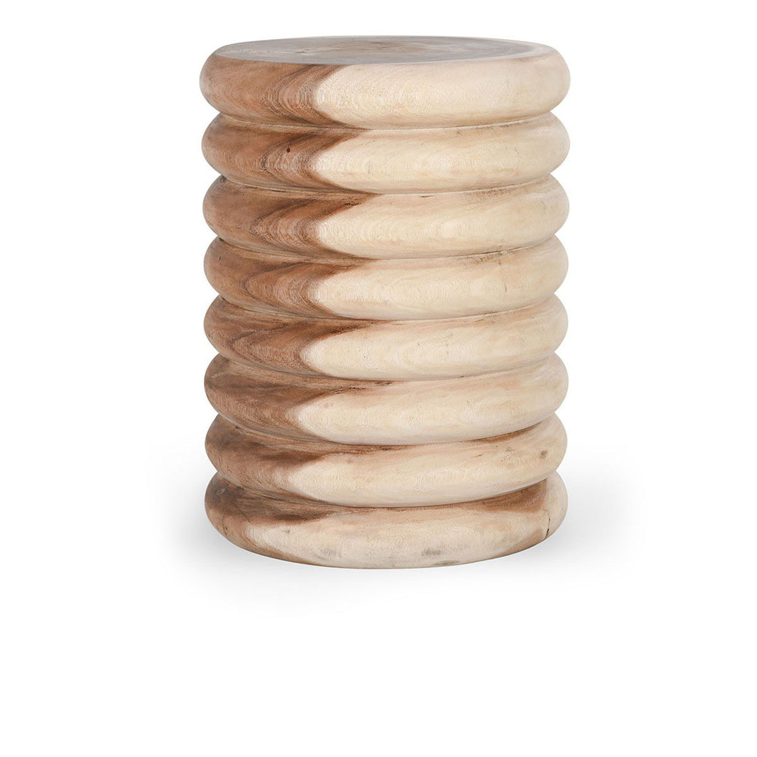 Gala - Round End Table - Natural, product view with wood construction