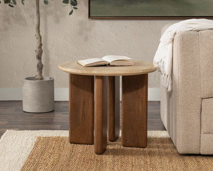 Idella - Travertine Round Table, alternate view 4
