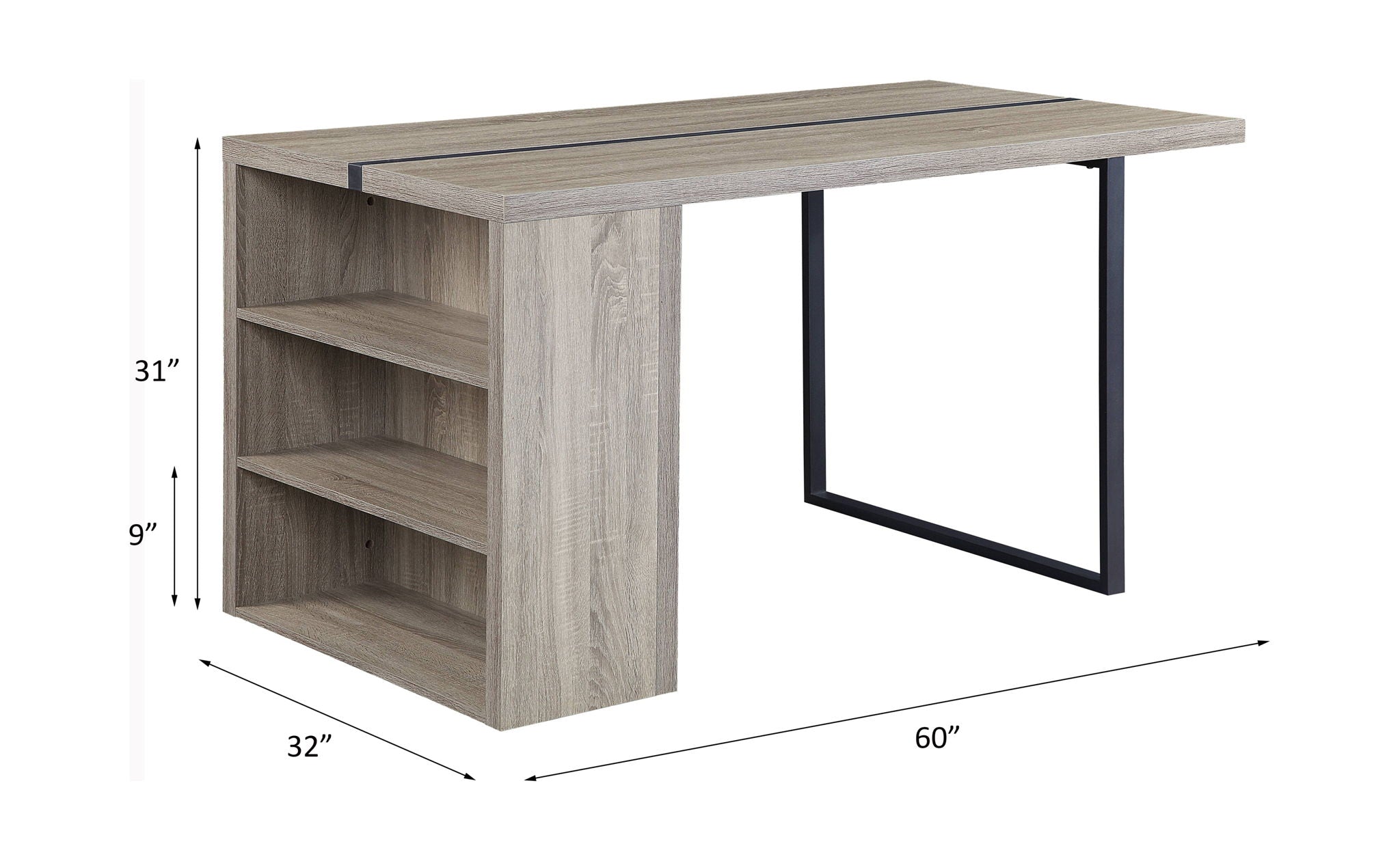 Patwin - Dining Table - Gray Oak & Black, alternate view 3 with wood construction