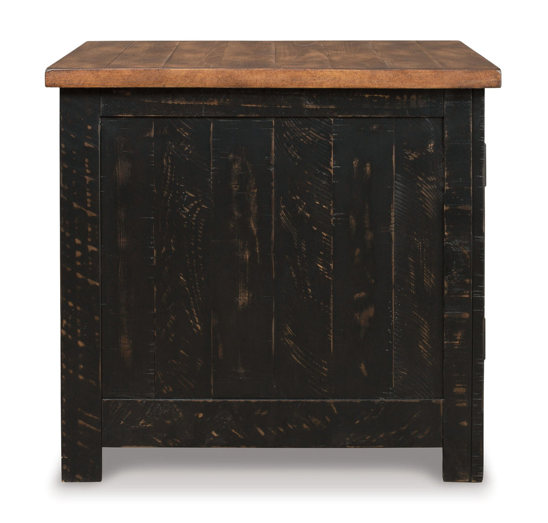 Valebeck - Rectangular End Table - Black / Brown