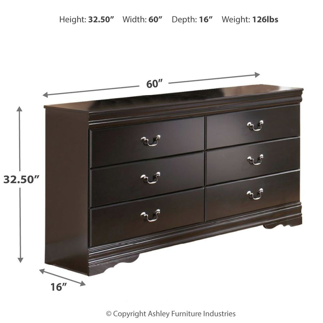 Huey Vineyard - Six Drawer Dresser - Black, alternate view 2 with engineered wood