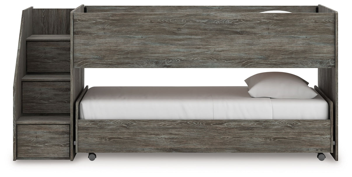 Frandern - Twin Over Twin Loft Bed - Gray, alternate view 4 with engineered wood