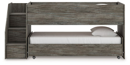 Frandern - Twin Over Twin Loft Bed - Gray, alternate view 4 with engineered wood