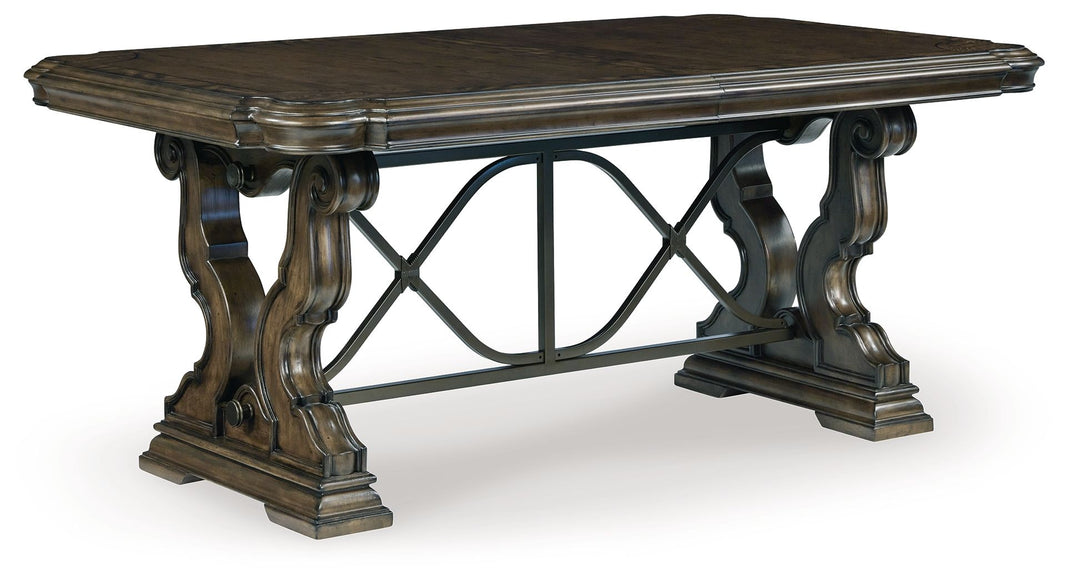 Maylee - Dining Extension Table - Dark Brown, alternate view 2 with wood construction