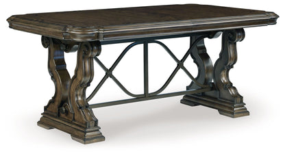 Maylee - Dining Extension Table - Dark Brown, alternate view 2 with wood construction