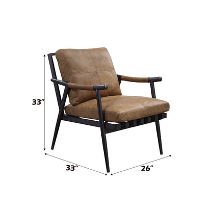 Anzan - Accent Chair - Berham Chestnut Top Grain Leather & Matt Iron, alternate view 4 with top-grain leather