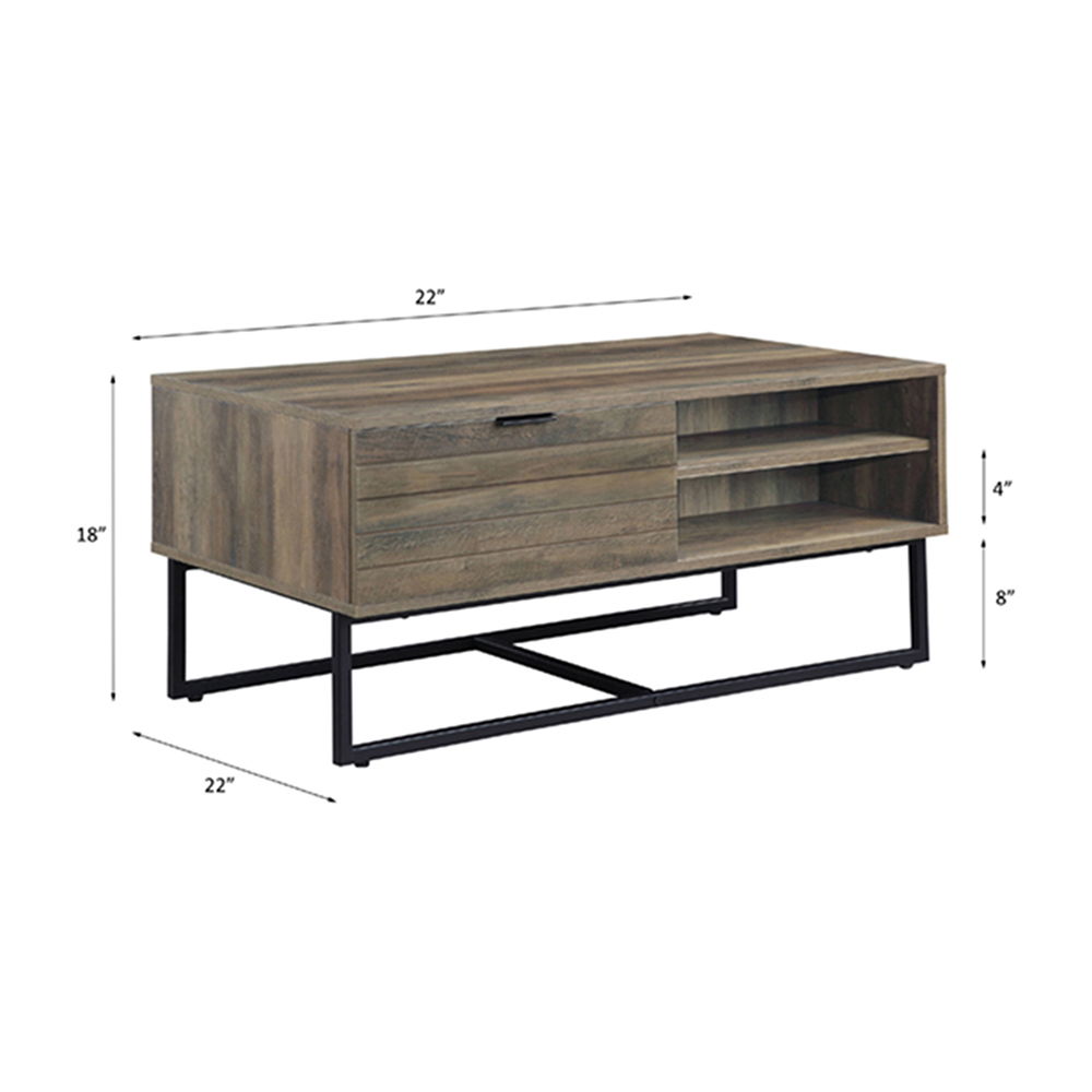 Homare - Coffee Table - Rustic Oak & Black, alternate view 2 with wood construction