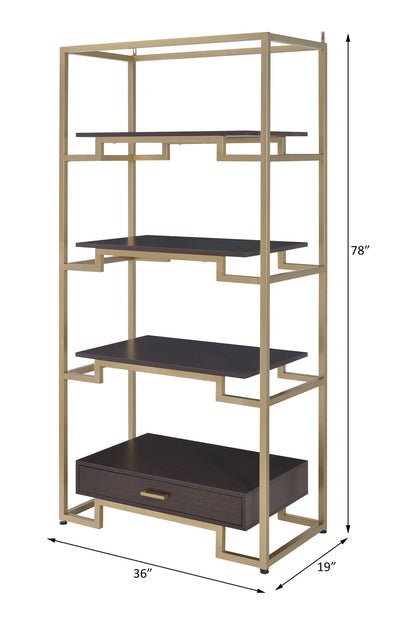 Yumia - Bookshelf - Gold & Walnut