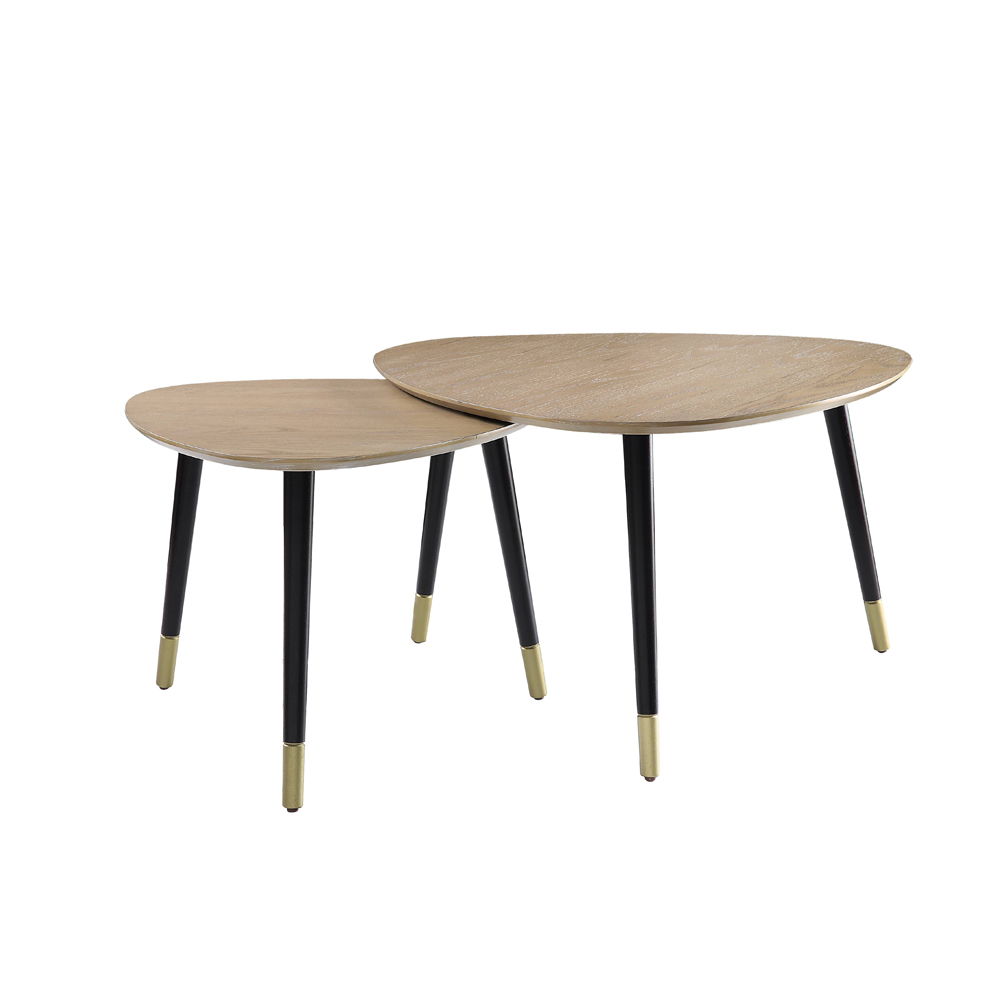 Allison - Nesting Table Set - Natural & Black, alternate view 2 with solid wood