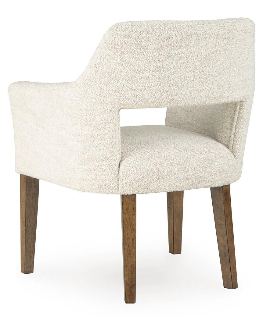 Marxmore - Dining Upholstered Arm Chair (Set of 2) - Beige / Brown, alternate view 2 with chenille upholstery