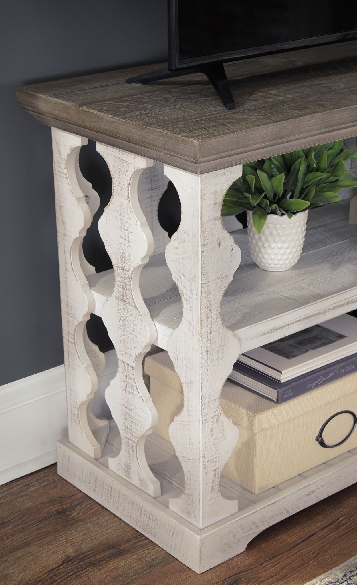 Havalance - Console Sofa Table - Gray / White, alternate view 2 with engineered wood