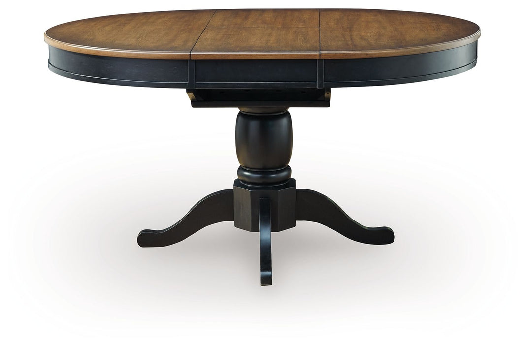 Clorazi - Oval Dining Room Butterfly Extension Table - Black / Brown, alternate view 2 with wood construction