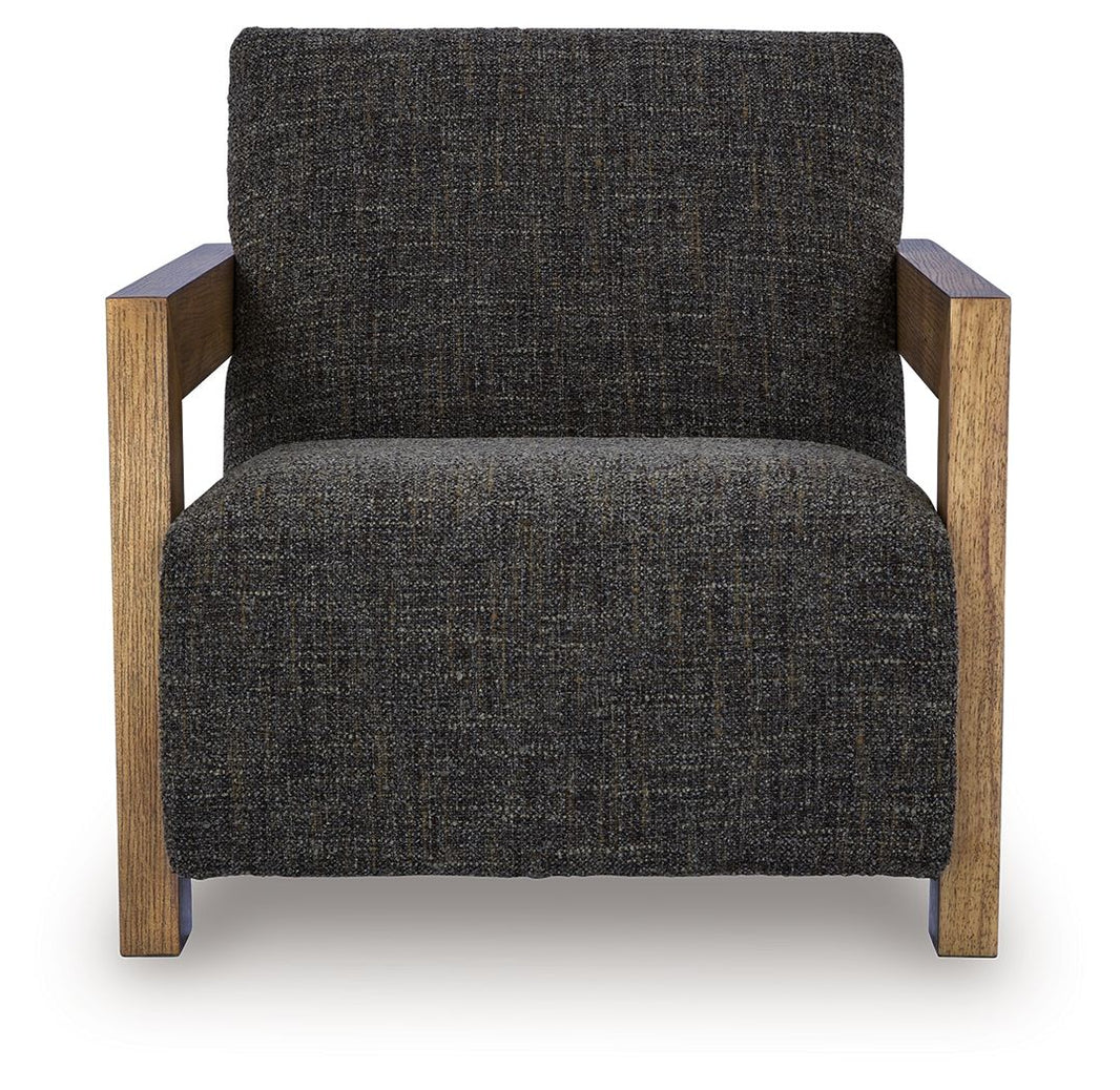 Dorney - Accent Chair - Charcoal / Brown, alternate view 2 with polyester fabric