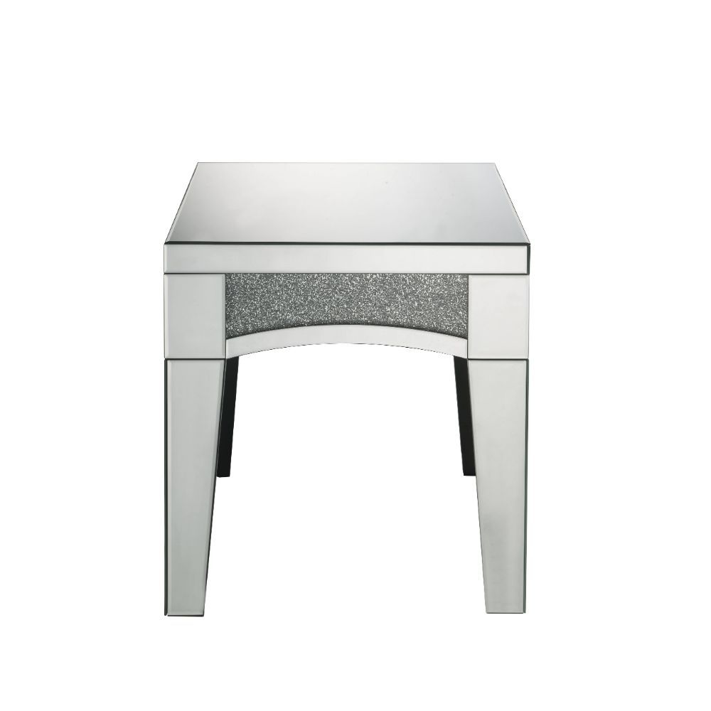 Noralie - 20" X 20" End Table - Mirrored & Faux Diamonds, alternate view 2 with wood construction