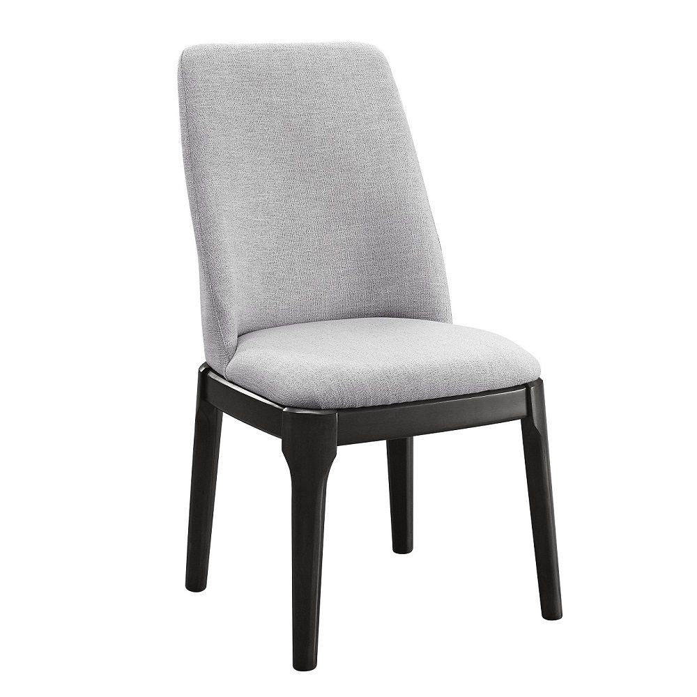 Madan - Side Chair (Set of 2) - Light Gray Linen & Gray Oak, alternate view 2 with wood construction