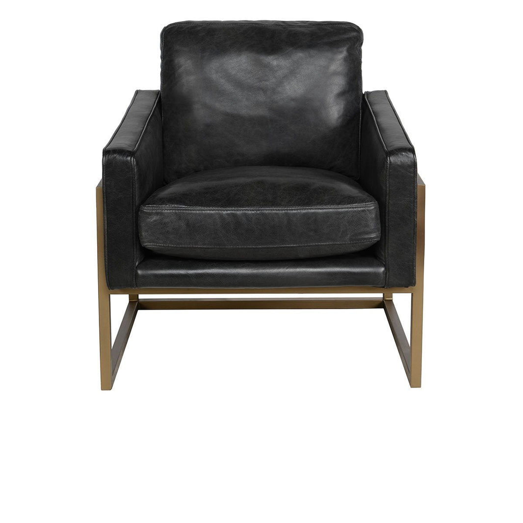 Ken - Club Chair - Black, alternate view 2 with top-grain leather
