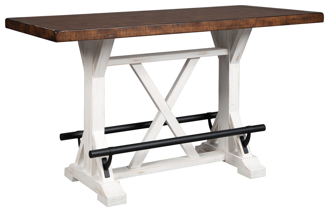 Valebeck - Rectangular Dining Room Counter Table - White / Brown, product view with engineered wood