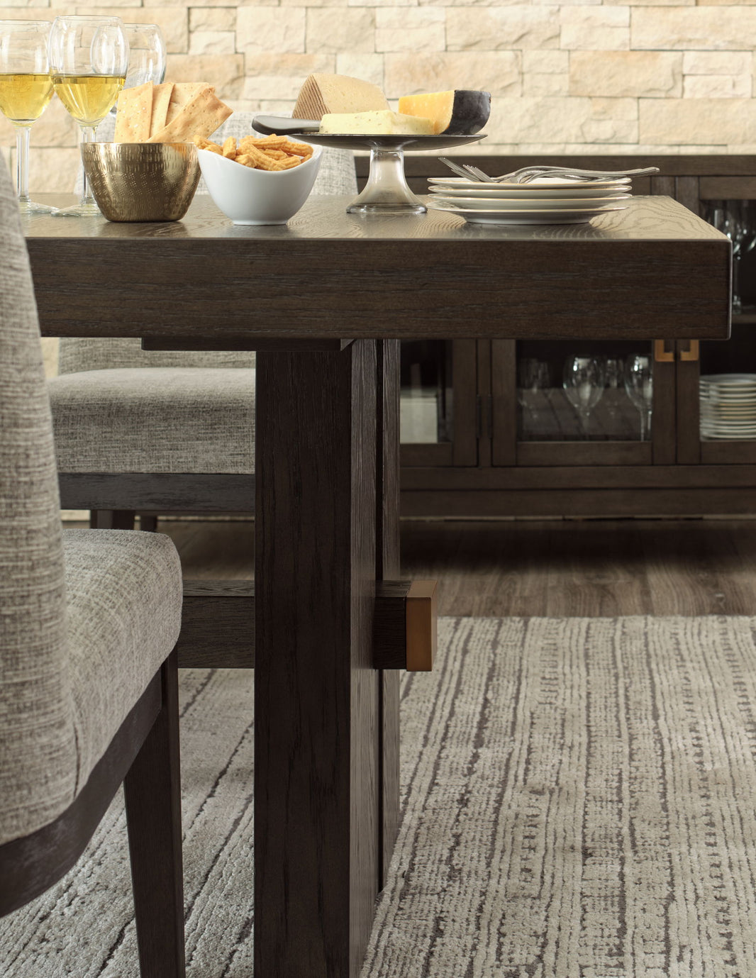 Burkhaus - Rectangular Dining Room Extension Table - Dark Brown, alternate view 2 with engineered wood