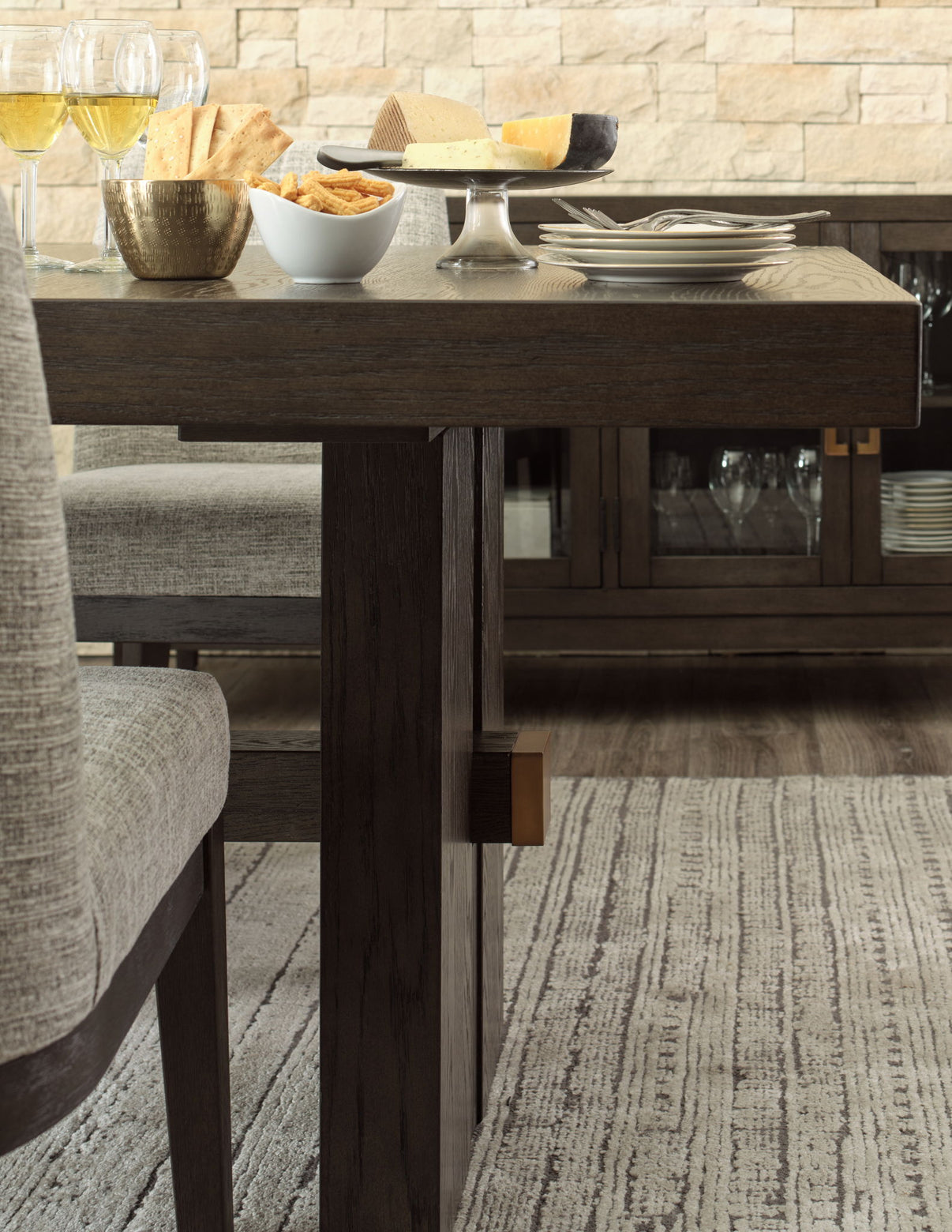 Burkhaus - Rectangular Dining Room Extension Table - Dark Brown, alternate view 2 with engineered wood