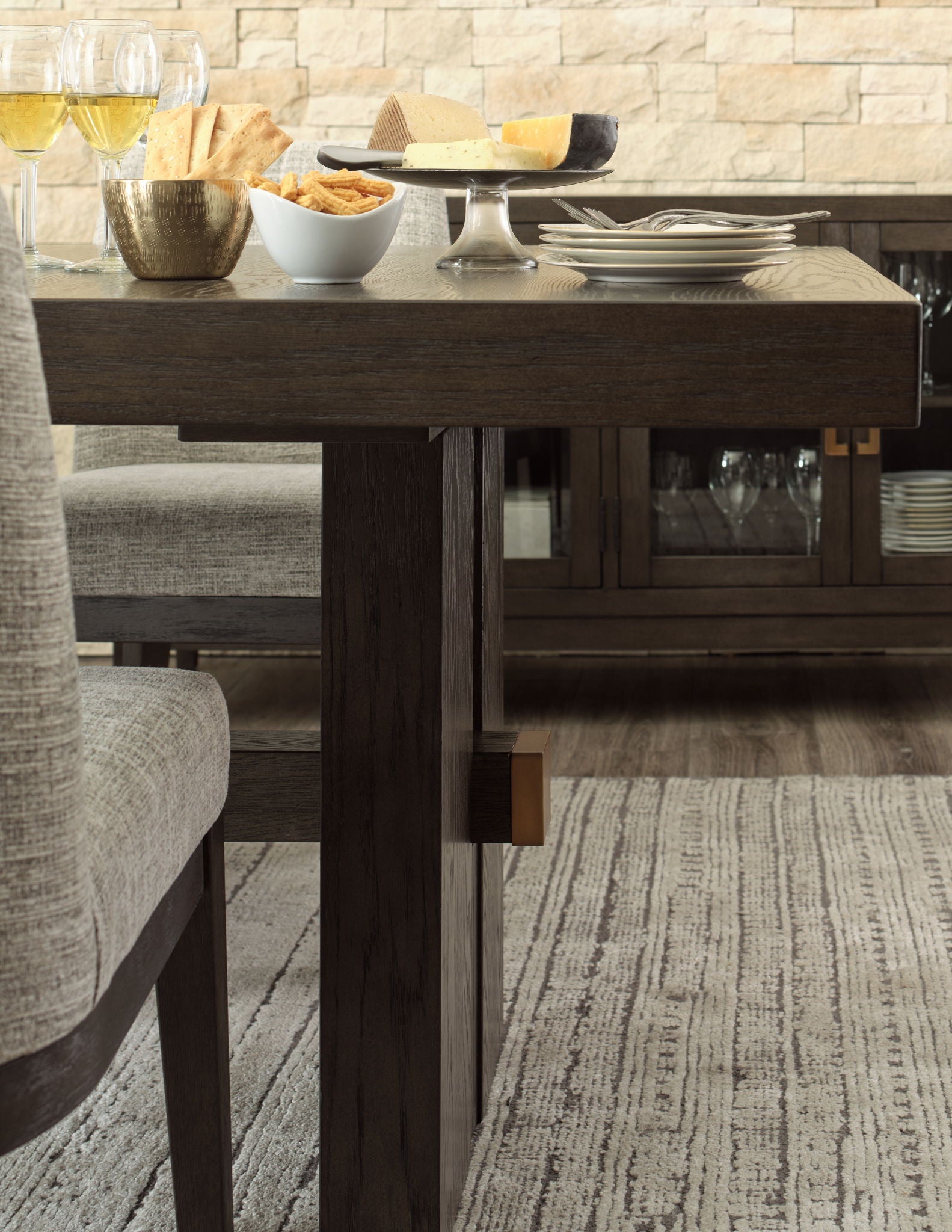 Burkhaus - Rectangular Dining Room Extension Table - Dark Brown, alternate view 2 with engineered wood
