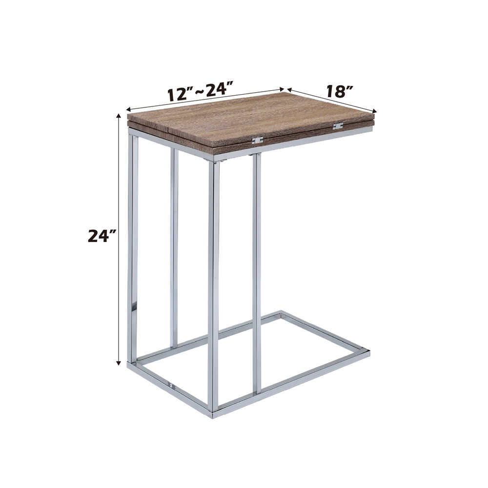 Danson - Accent Table - Weathered Oak & Chrome, alternate view 3 with wood construction