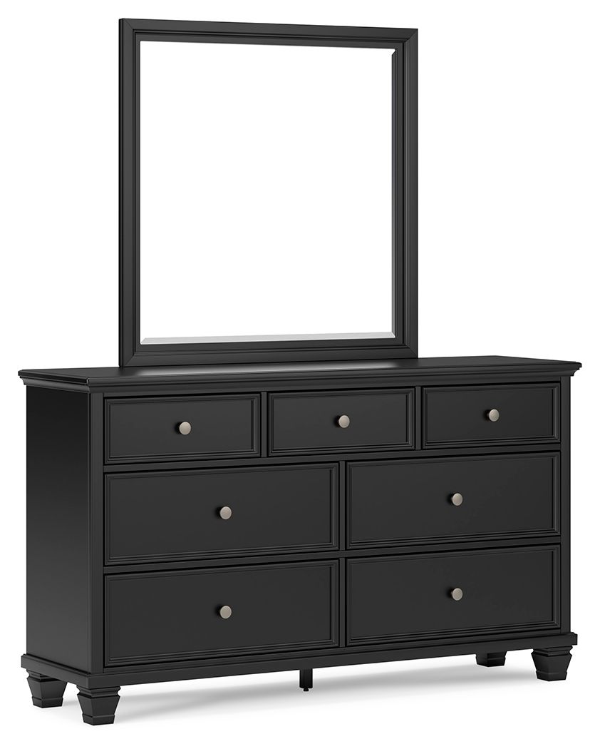 Lanolee - Dresser And Mirror - Black, product view with wood construction