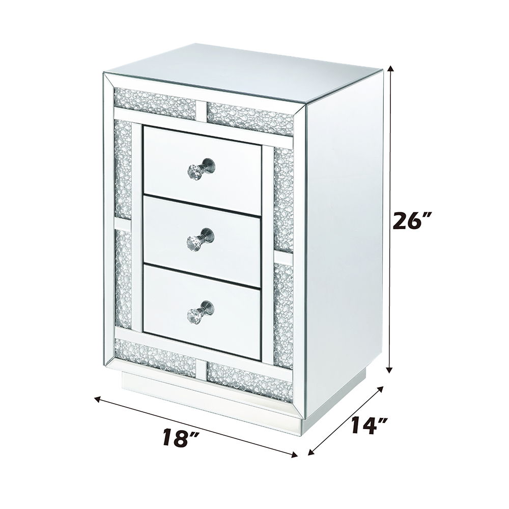 Mallika - Accent Table - Mirrored & Faux Crystals, alternate view 2 with glass