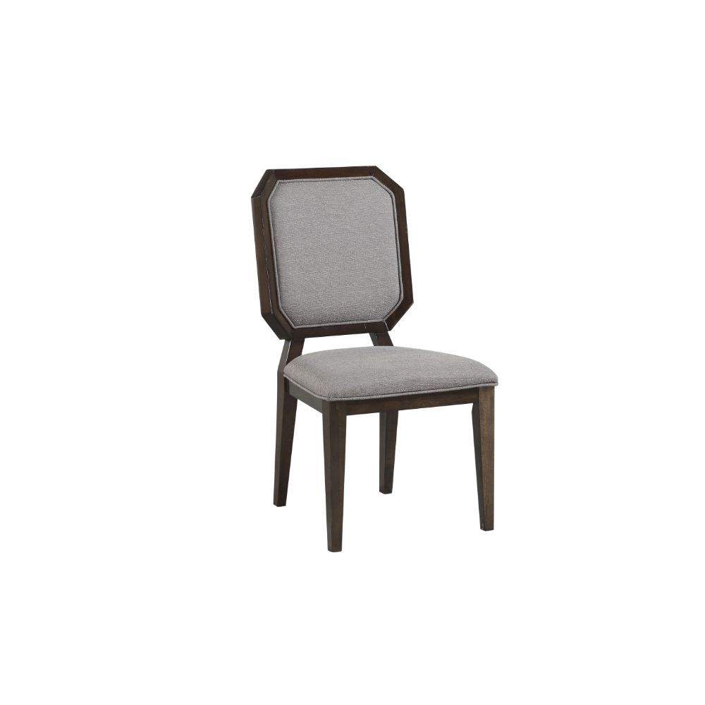 Selma - Side Chair (Set of 2) - Gray Fabric & Tobacco, product view with wood construction