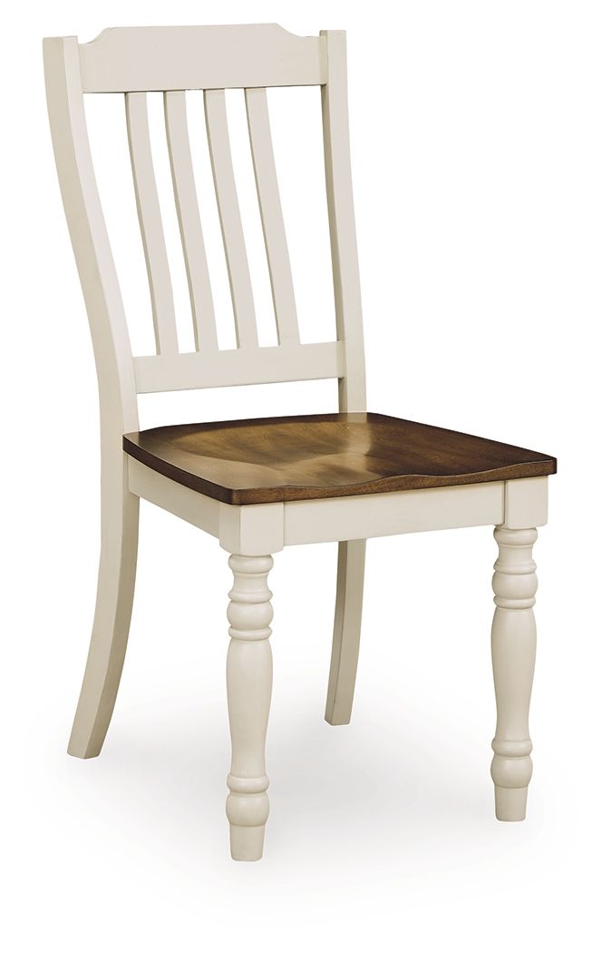 Wirloni - Dining Room Side Chair (Set of 2) - Antique White / Brown, alternate view 2 with solid wood
