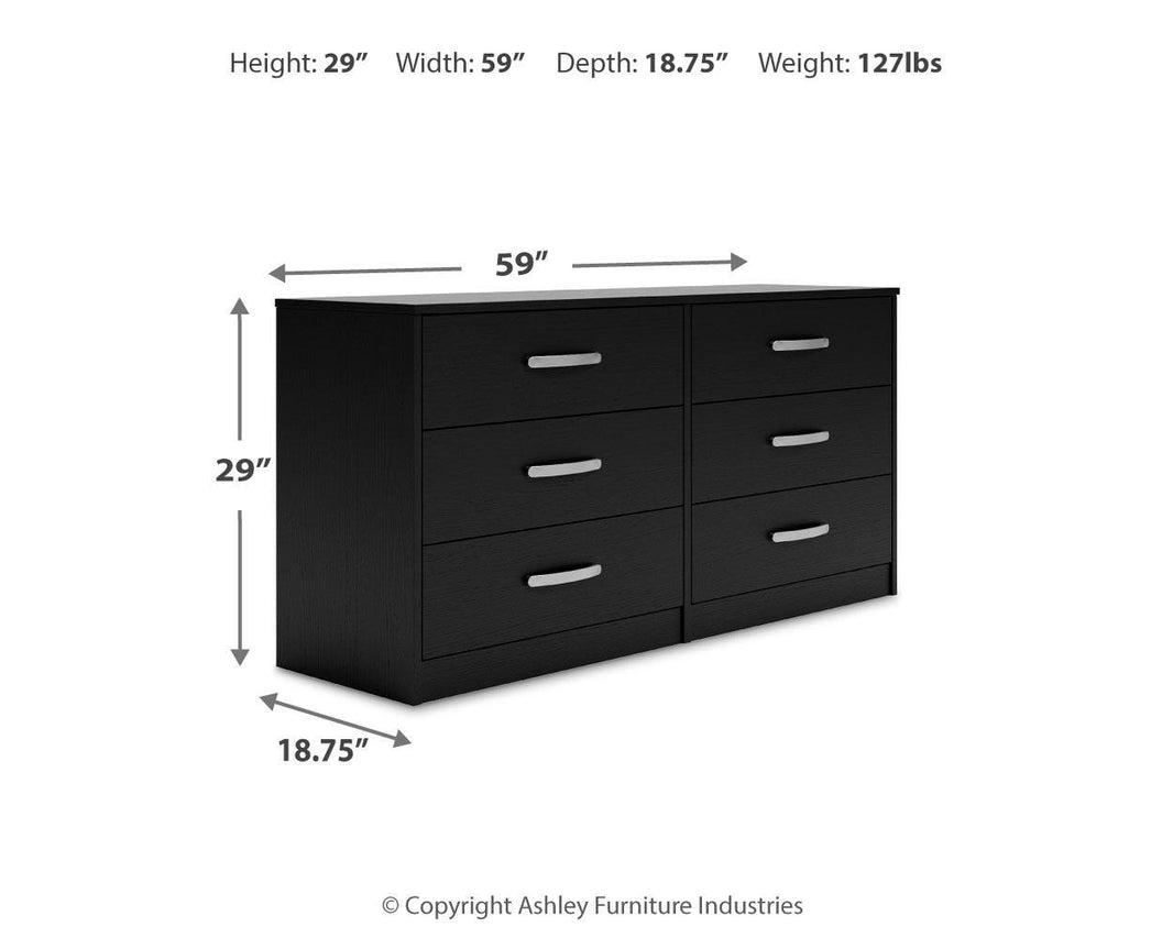 Finch - Six Drawer Dresser - 29'' Height - Black, alternate view 2 with engineered wood