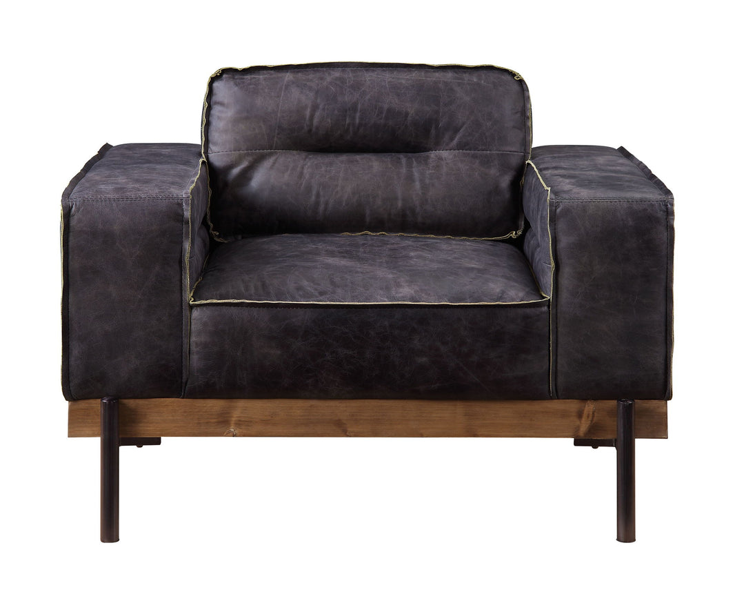 Silchester - Chair - Antique Ebony Top Grain Leather, alternate view 2 with wood construction