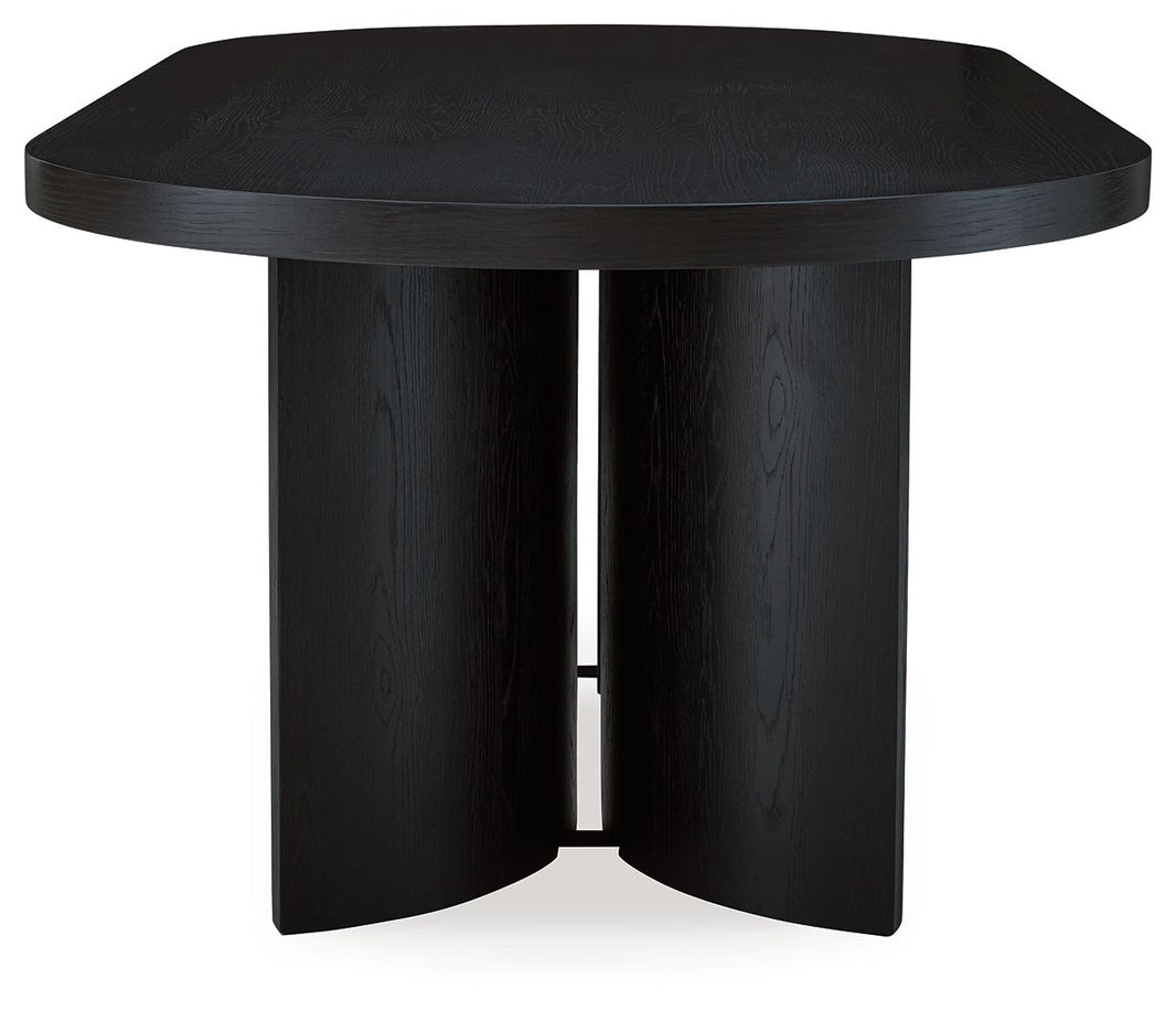 Rowanbeck - Oval Dining Room Table - Black, alternate view 2 with wood construction