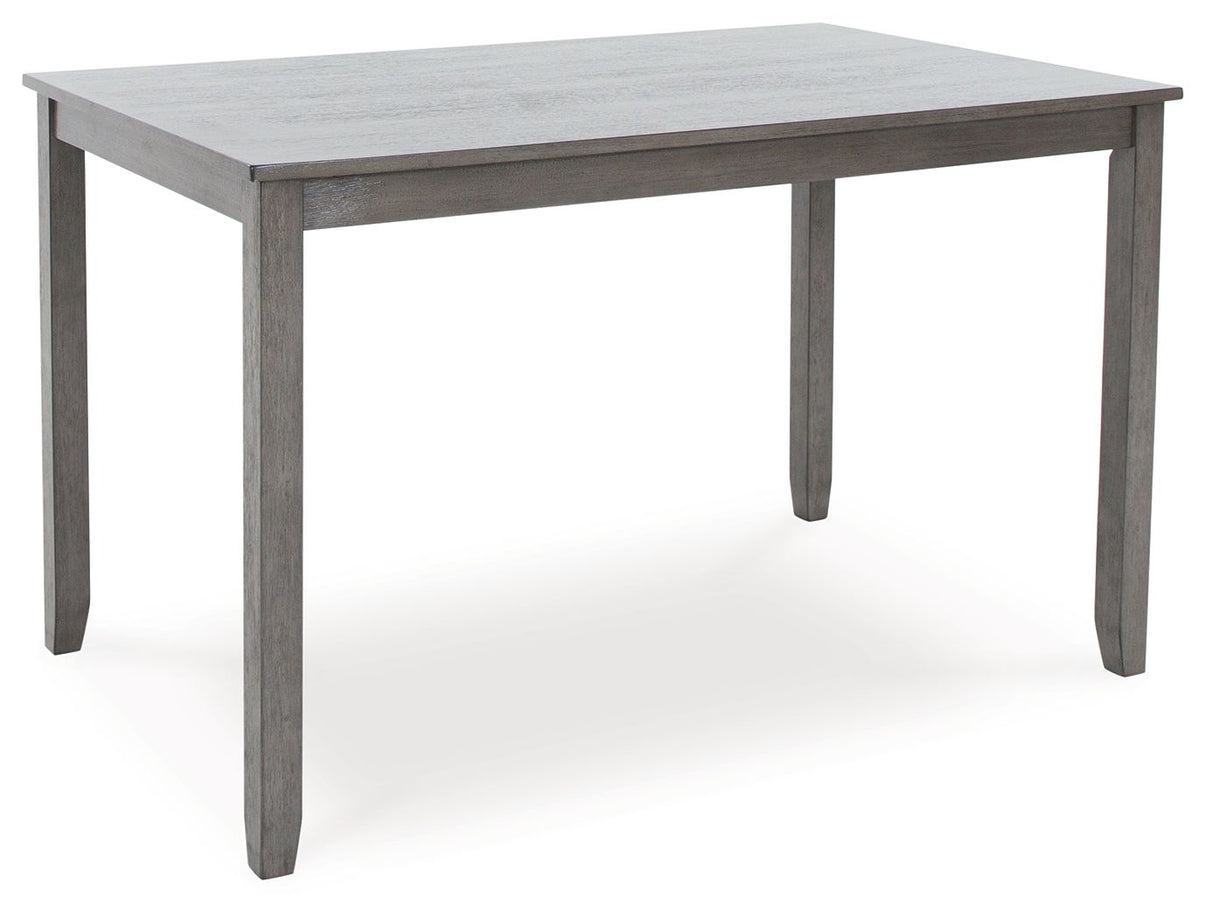 Caitbrook - Rect Drm Counter Table Set (Set of 7) - Gray, alternate view 2 with polyester fabric