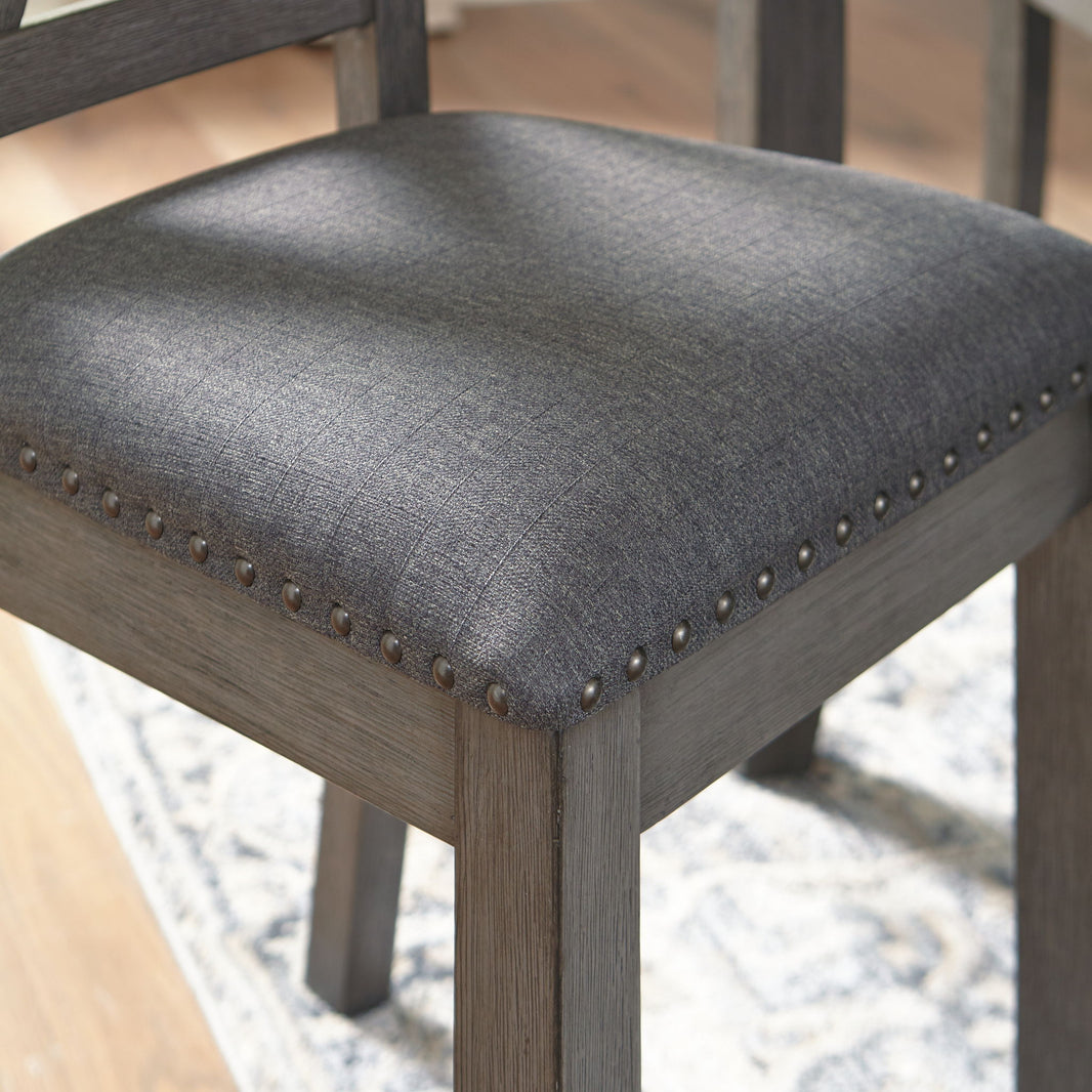 Caitbrook - RECT DRM Table Set (Set of 7) - Gray, alternate view 2 with linen fabric