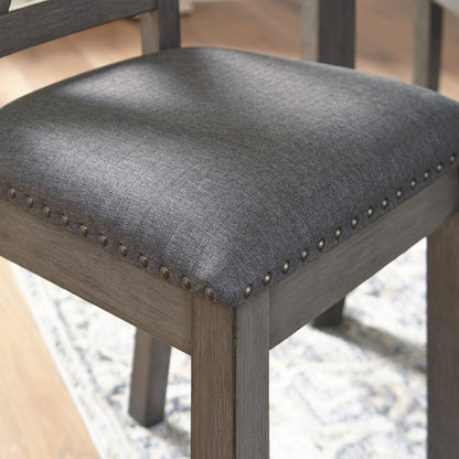 Caitbrook - RECT DRM Table Set (Set of 7) - Gray, alternate view 2 with linen fabric