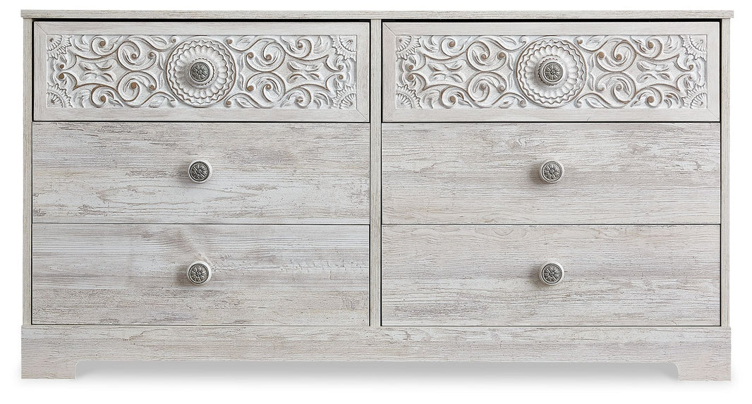 Paxberry - Six Drawer Dresser - Weatherworn - Whitewash, alternate view 2 with engineered wood