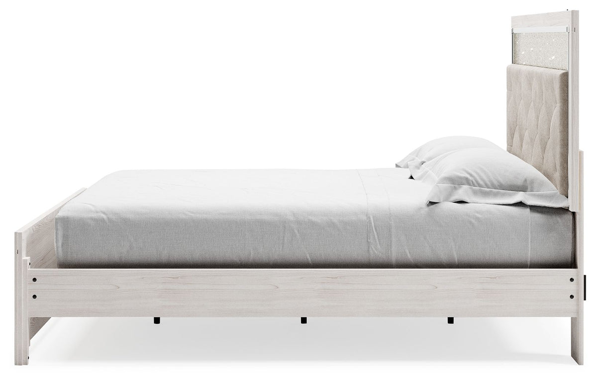 Altyra - King Panel Bed With Upholstered Headboard - White, alternate view 2 with polyester fabric
