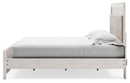 Altyra - King Panel Bed With Upholstered Headboard - White, alternate view 2 with polyester fabric