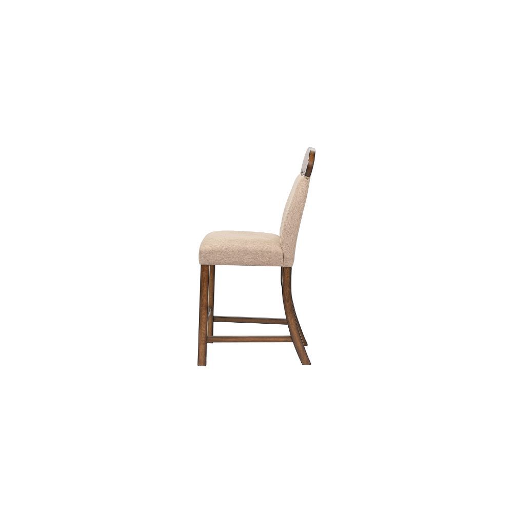 Maurice - Counter Height Chair (Set of 2) - Linen & Oak, alternate view 2 with wood construction