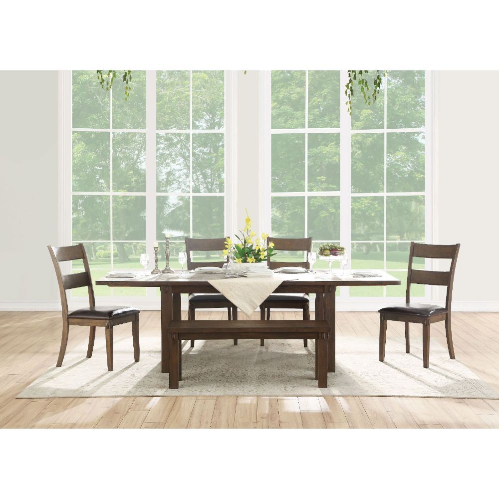Nabirye - Dining Table - Dark Oak, product view with wood construction