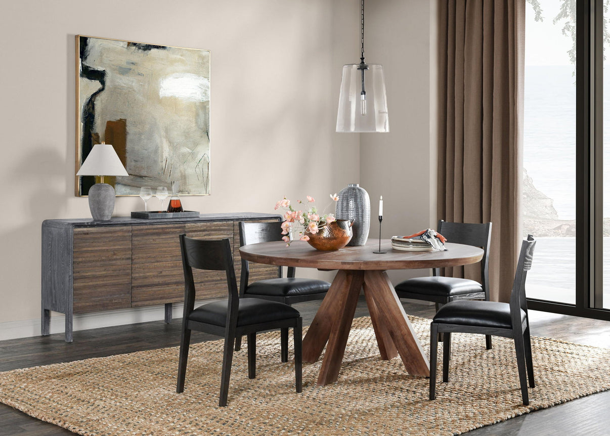 Rodrigo - Round Dining Table - Hickory Brown, alternate view 4 with wood construction